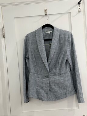 CAbi Heathered Light Blue Linen Blend Blazer Jacket (cabi size 8)